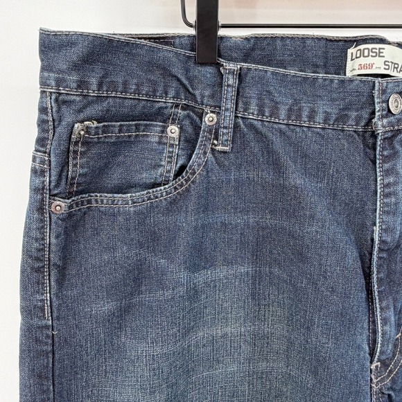 Levi Strauss 569 Loose Straight Dark Wash Denim Jeans Men's W44 L32 Red‎ Tag - Picture 4 of 12